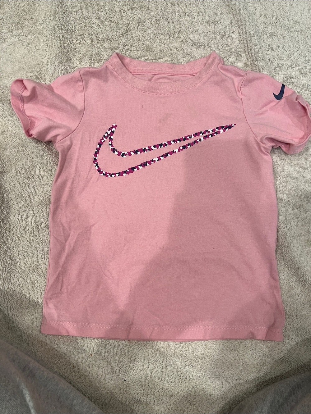 Nike Pink Short Sleeve Tee with Patterned Swoosh